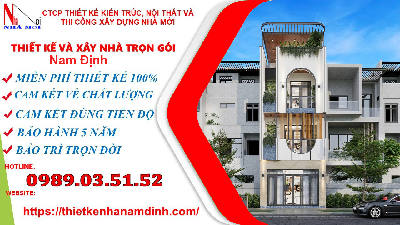 Nhà Mới thiết kế nhà ống 3 tầng hiện đại tại Nam Định - Xây nhà trọn gói tại Nam Định - Xây nhà trọn gói tại Hà Nam - Xây nhà trọn gói tại Thái Bình - Xây nhà trọn gói tại Ninh Bình