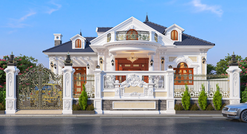 Thi công biệt thự 1 tầng cổ điển trọn gói tại Ninh Bình