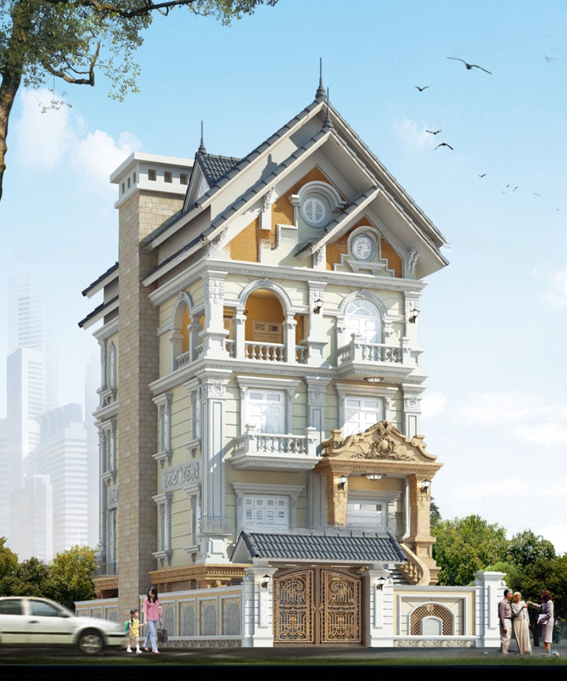 Thi công biệt thự 5 tầng cổ điển trọn gói tại Thái Bình