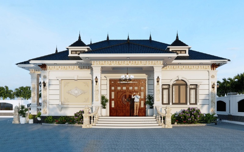 Thiết kế biệt thự 1 tầng cổ điển tại Thái Bình