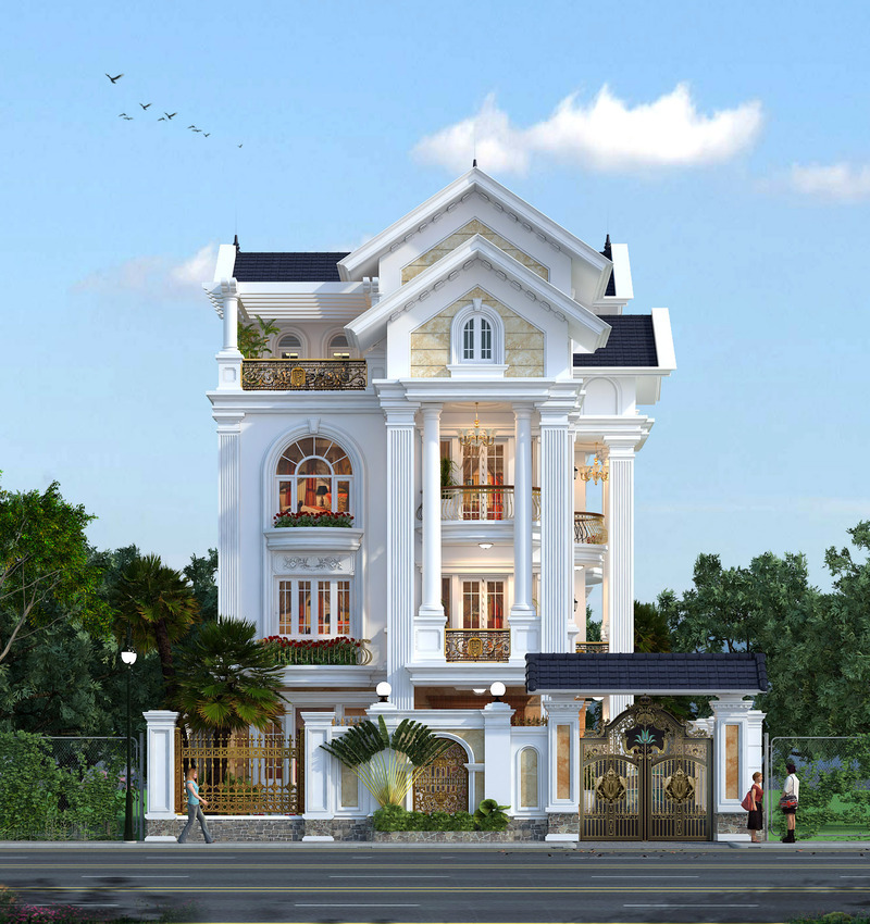 Thiết kế biệt thự 4 tầng cổ điển tại Ninh Bình