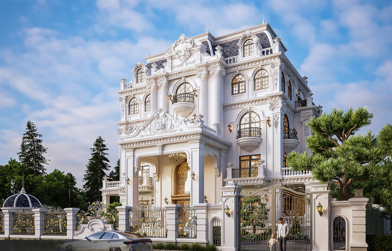 Thiết kế biệt thự 4 tầng cổ điển tại Thái Bình