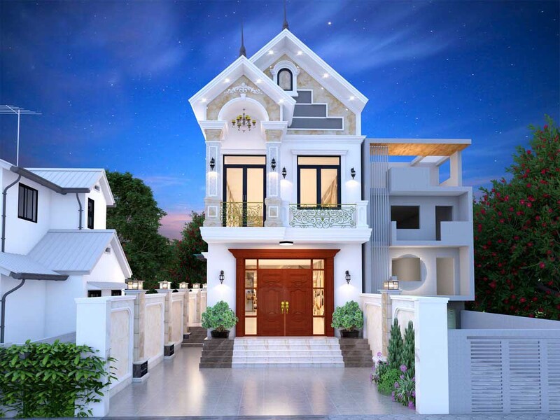 Thi công nhà ống 2 tầng cổ điển trọn gói tại Ninh Bình