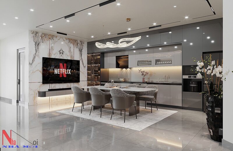 Thiết kế nội thất phòng bếp phòng ngủ, trần - Nhà Chị Thuý - Lộc Hòa, TP. Nam Định, Tỉnh Nam Định