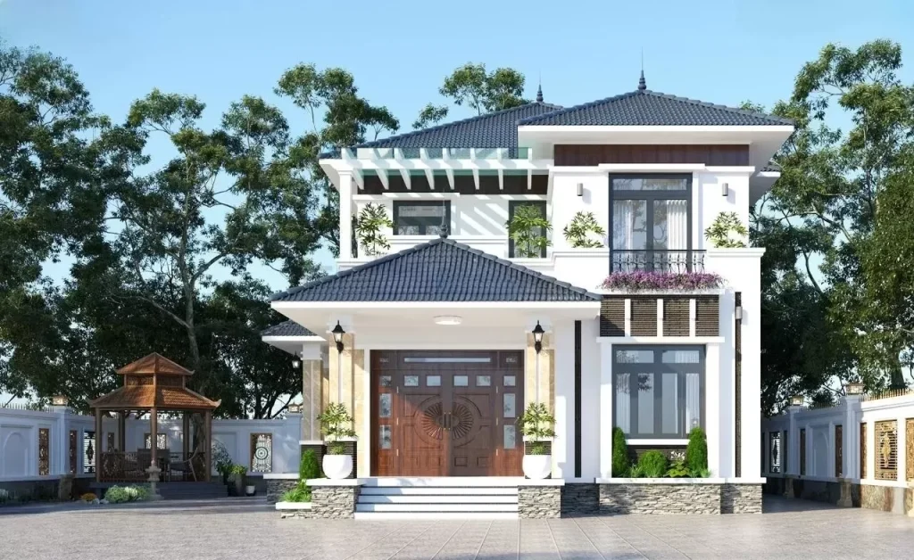 mẫu biệt thự 2 tầng mái nhật hiện đại xu hướng