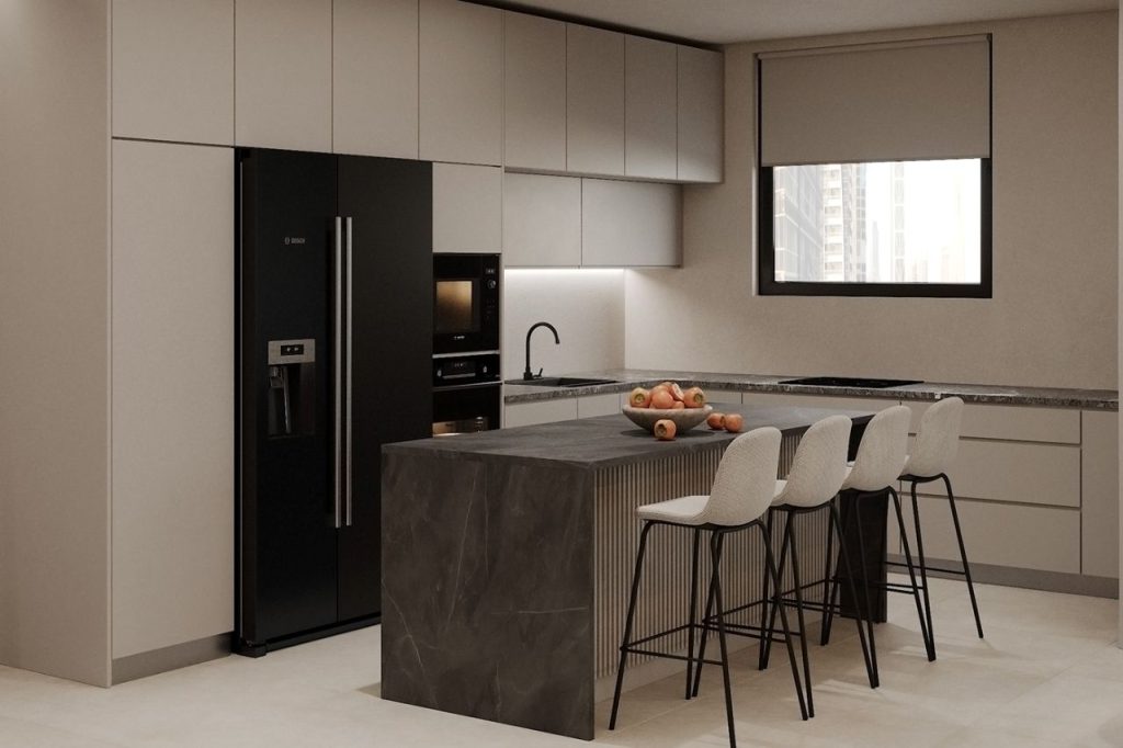 Mẫu nội thất phòng bếp chung cư đẹp, hiện đại và tiện nghi (Nguồn: Tham khảo)