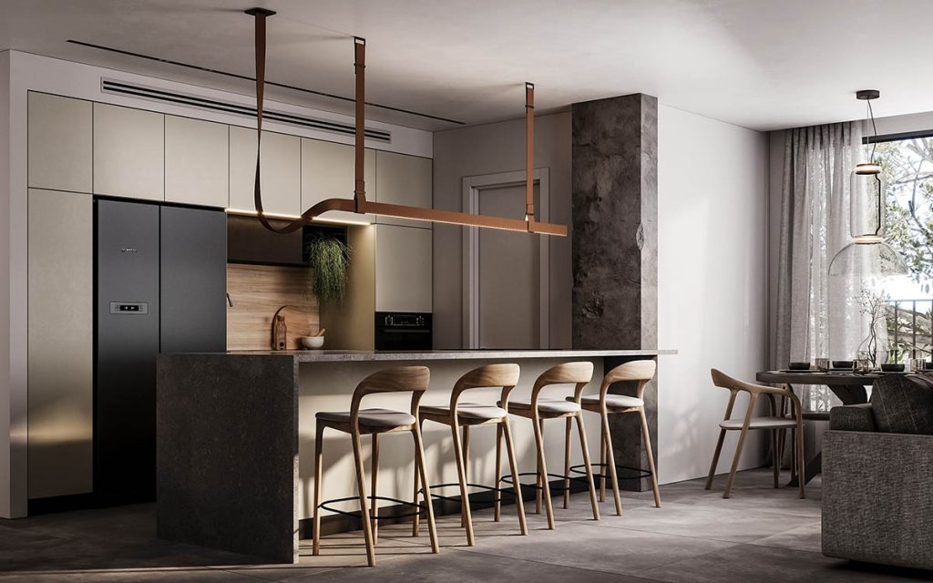 Nội thất phòng bếp chung cư nhỏ đẹp, tối ưu diện tích hiệu quả (Nguồn: Tham khảo)