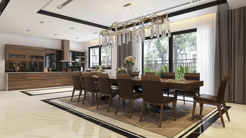 Thiết kế nội thất phòng bếp biệt thự đẹp chuẩn xu hướng