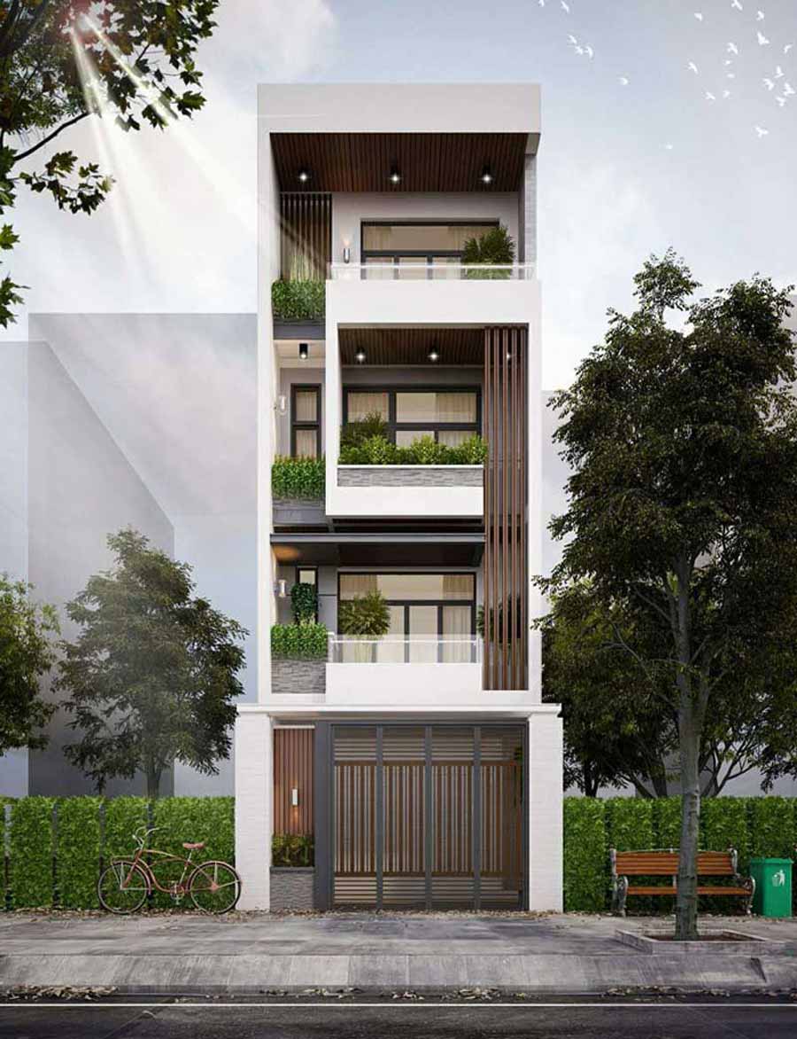 mẫu nhà 4 tầng hiện đại mặt tiền 5m đẹp