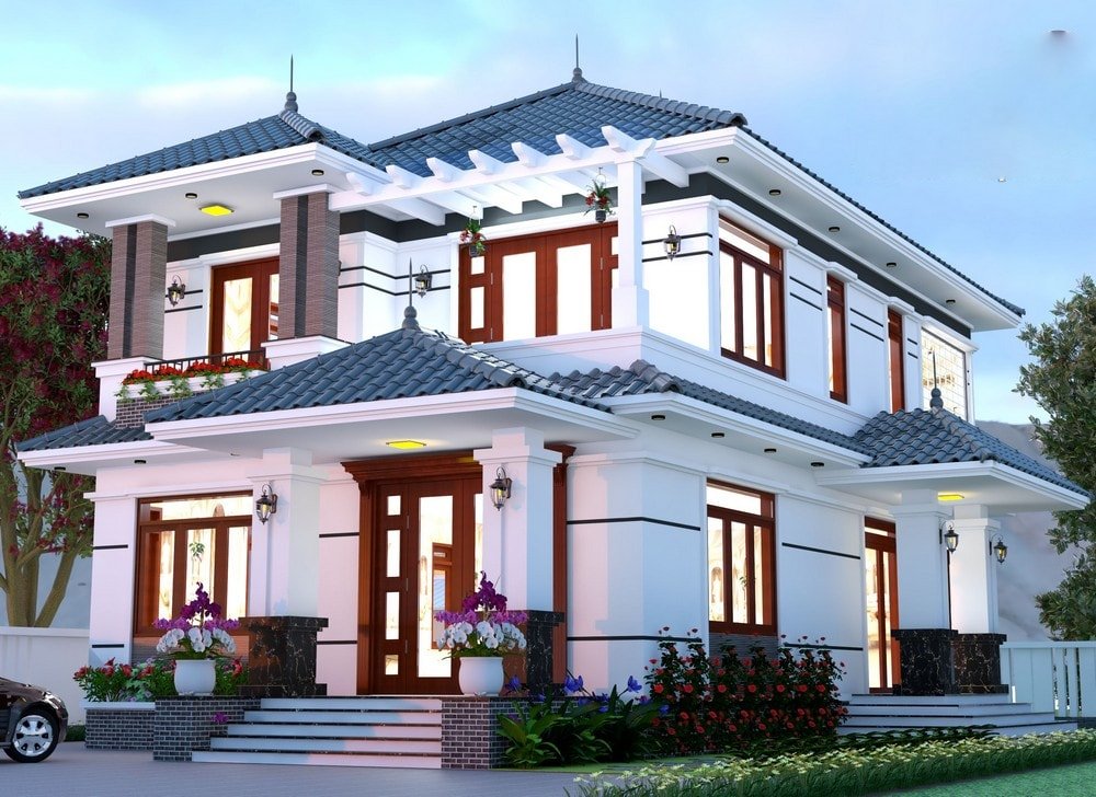 Mẫu biệt thự 2 tầng mái Nhật sang trọng với không gian sống đẳng cấp.