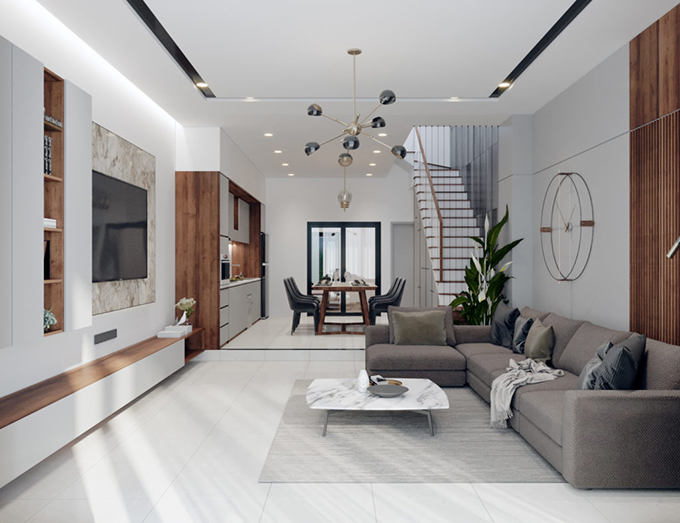 mẫu nội thất phòng khách hiện đại giá rẻ