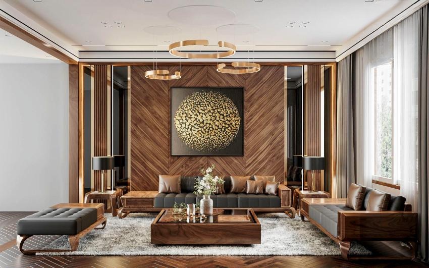 mẫu thiết kế nội thất phòng khách đẹp sang trọng