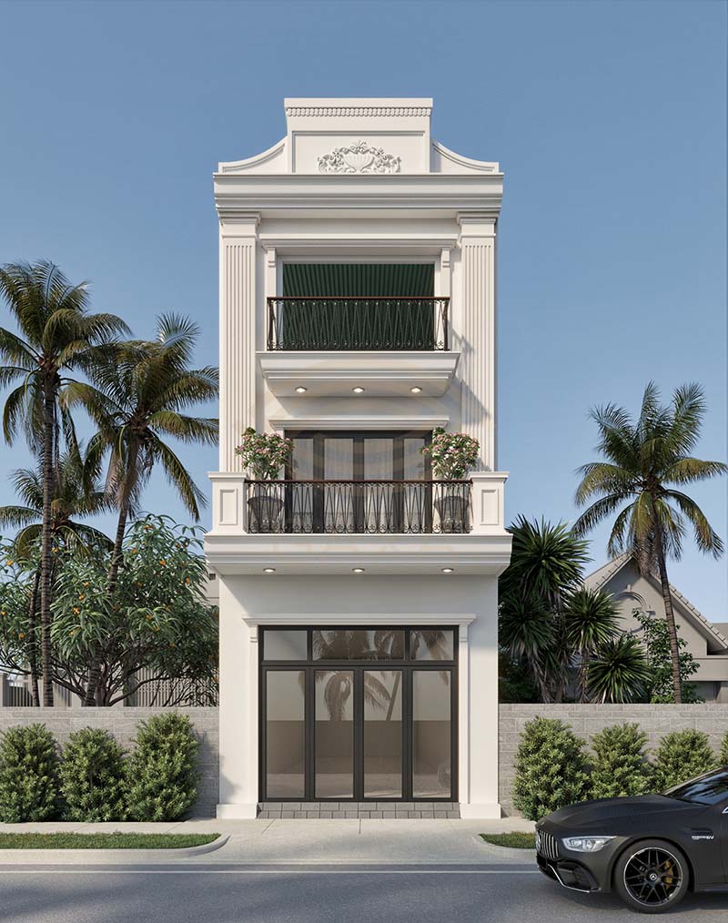 Mẫu nhà ống 3 tầng tân cổ điển sang trọng, được nhiều gia chủ lựa chọn hiện nay (nguồn: tham khảo)